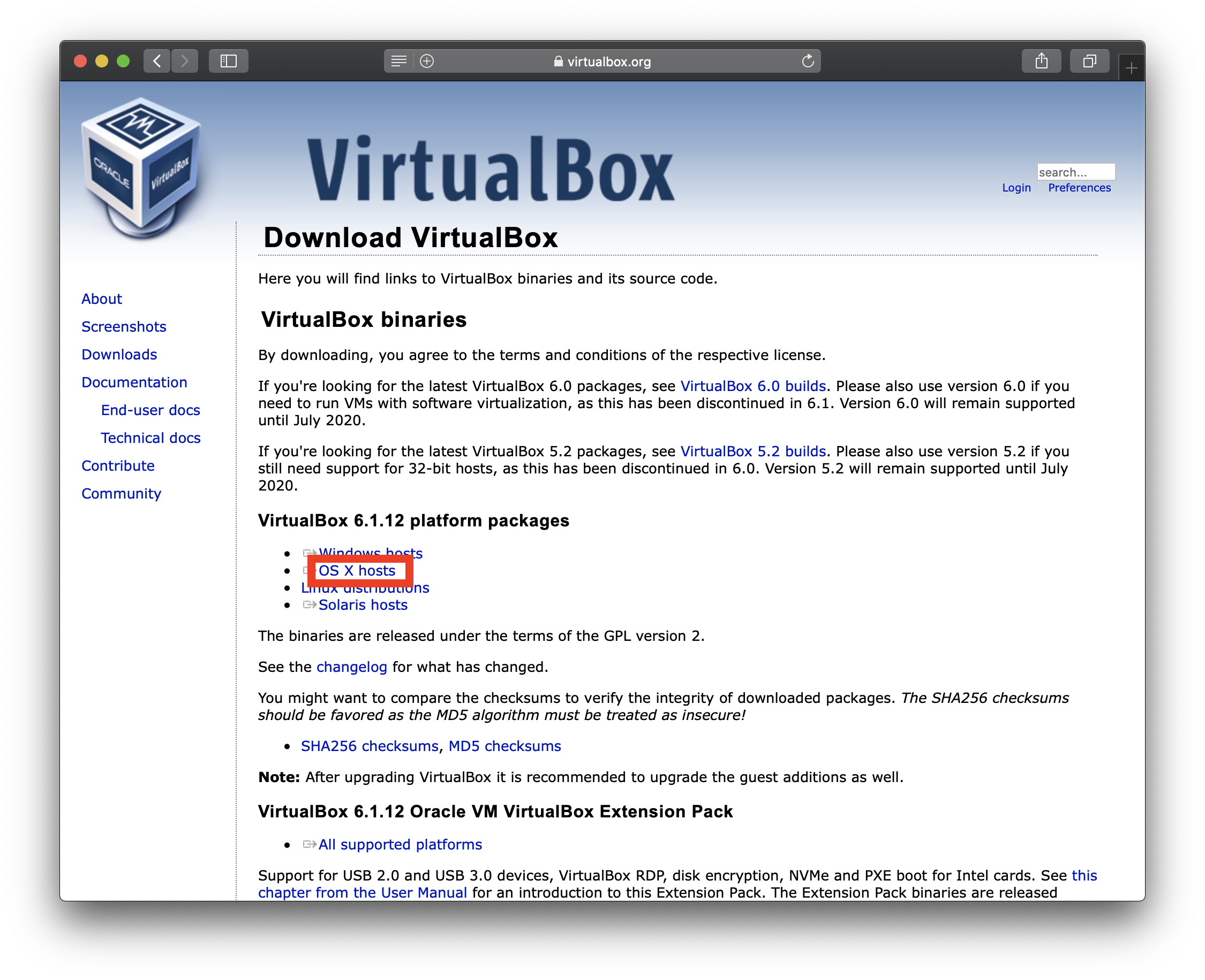 Install oracle on mac